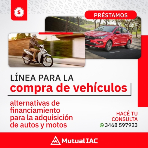 MUTUAL IAC: LÍNEA PARA COMPRA DE VEHÍCULOS - 19/09/24