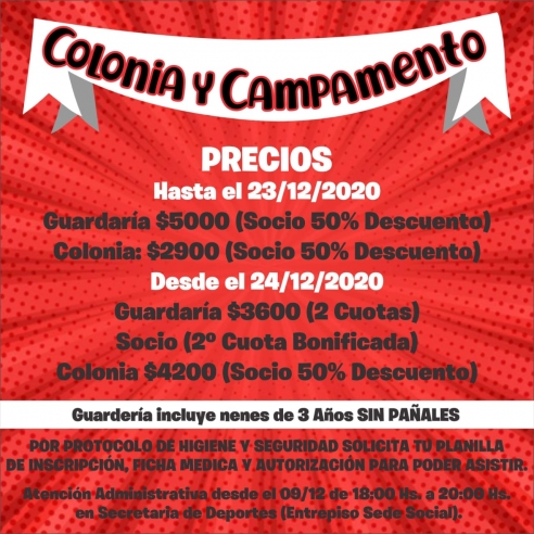 COLONIA IAC: ¡HOY ARRANCA LA COLONIA! - 14/12/20