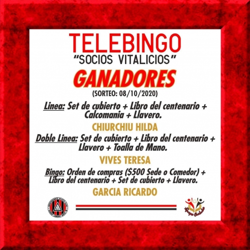 TELEBINGO IAC: CUARTA ENTREGA PARA LOS VITALICIOS - 05/11/20