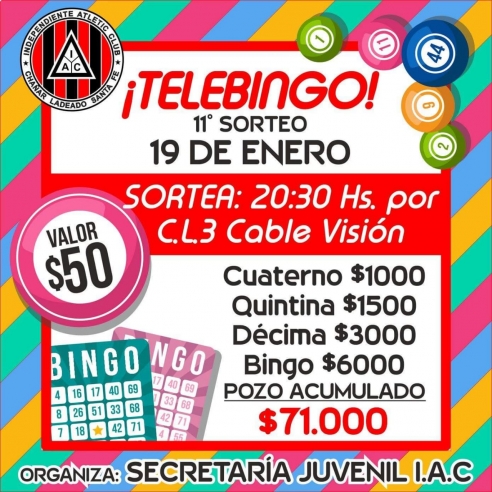 TELEBINGO IAC: SE REALIZÓ LA JUGADA NÚMERO 11 - 19/01/21