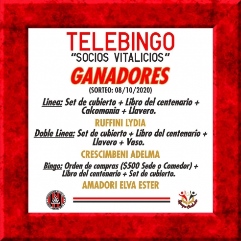 TELEBINGO IAC: SE JUGÓ EL TERCER SORTEO PARA LOS VITALICIOS - 22/10/20